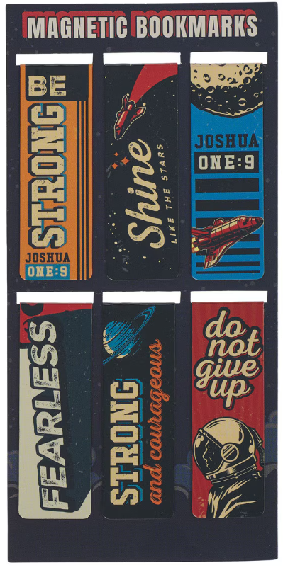 Be Strong Blue Space Magnetic Bookmark Set - Joshua 1:9