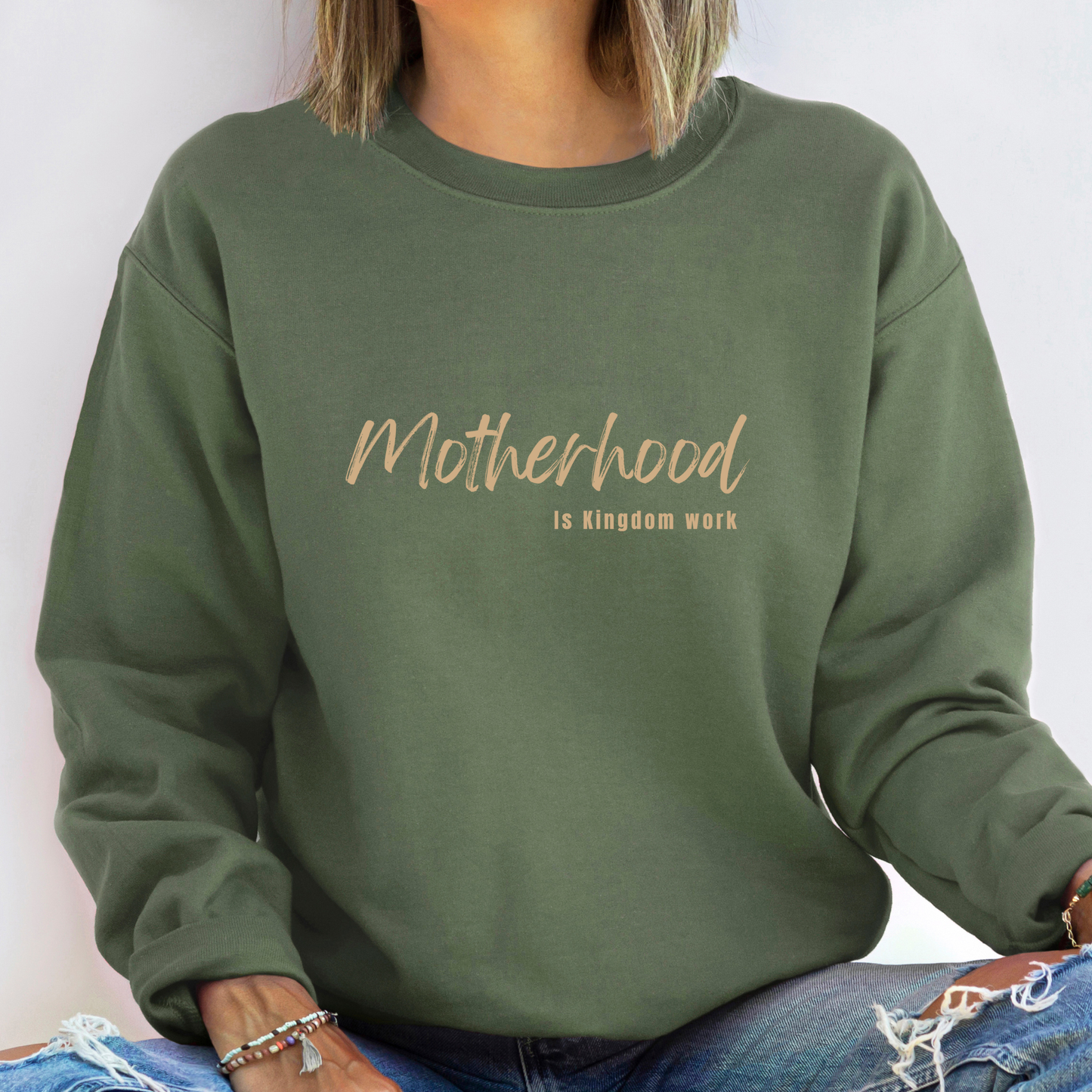 Motherhood is Kingdom Work Sweatshirt - Graphic Fall Tee