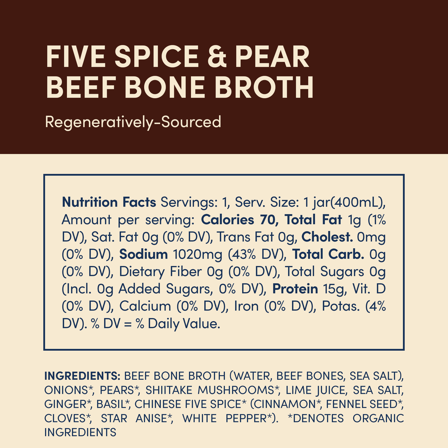 Five Spice & Pear Grass-fed Beef Bone Broth 14oz