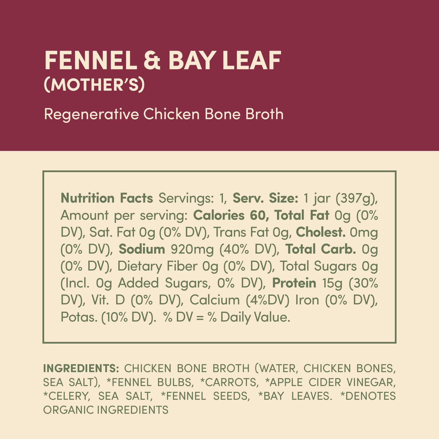 Fennel & Bay Leaf Pasture-Raised Chicken Bone Broth 14oz
