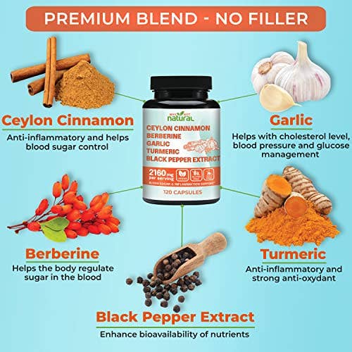 5-in-1 Organic Ceylon Cinnamon Capsules, Blood Sugar Support