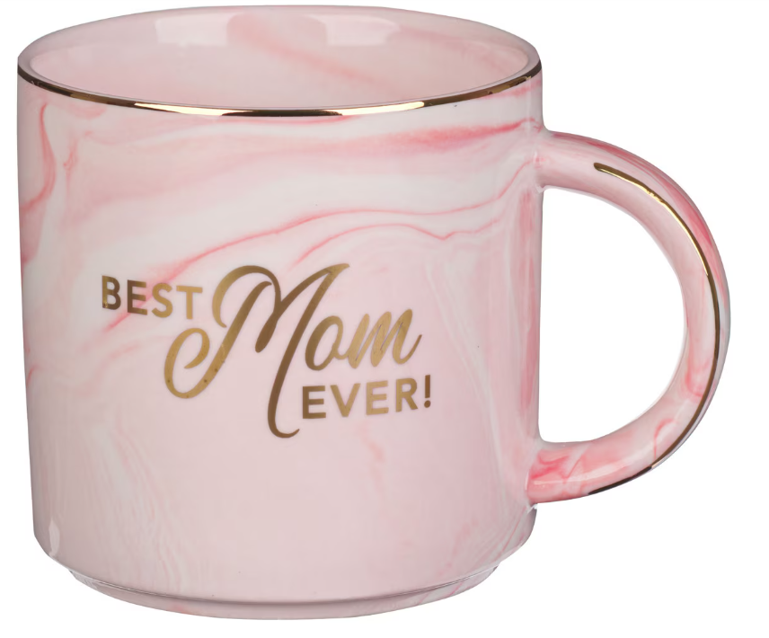 Best Mom Ever Pink Marbled Ceramic Coffee Mug