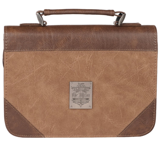 Blessed Is The Man Two-tone Brown Faux Leather Bible Cover - Jeremiah 17:7 - Large