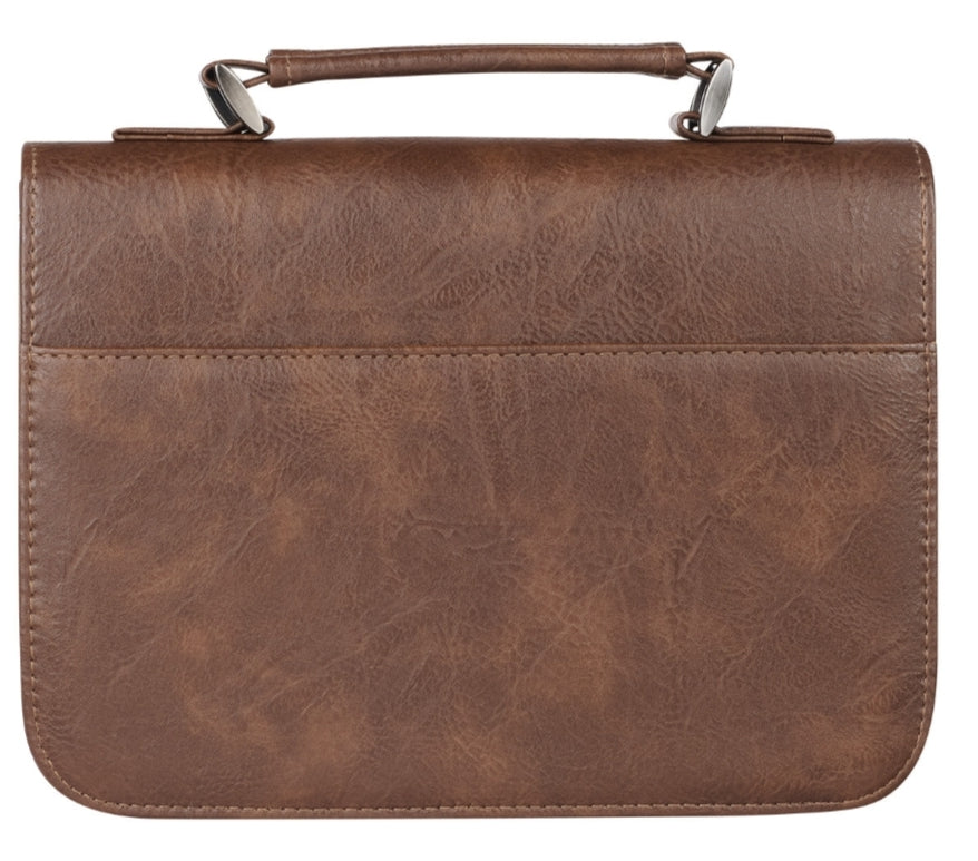Blessed Is The Man Two-tone Brown Faux Leather Bible Cover - Jeremiah 17:7 - Large