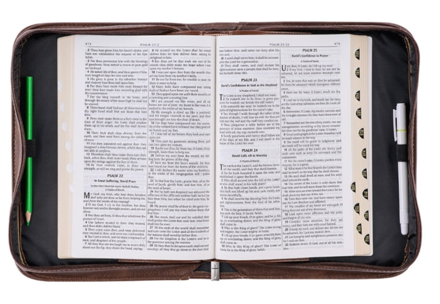 Blessed Is The Man Two-tone Brown Faux Leather Bible Cover - Jeremiah 17:7 - Large