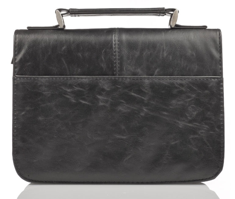 Faith Black Faux Leather Classic Bible Cover - Large