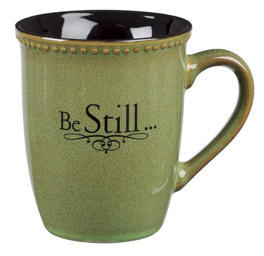 Be Still Sage Green Stoneware Coffee Mug - Psalm 46:10